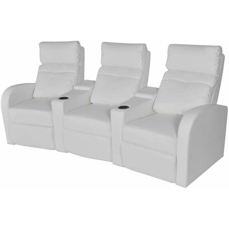 

Sillón reclinable con 3 plazas de cuero artificial blanco