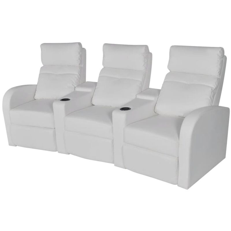 

Sillón Reclinable de 3 Plazas de Cuero Sintético Blanco - Blanco - Vidaxl