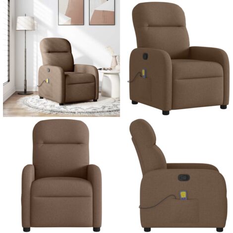 Sillón reclinable con masaje de tela marrón - Masaje - Asiento cómodo
