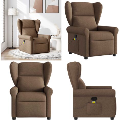 Sillón reclinable con masaje de tela marrón - Masaje - Asiento cómodo