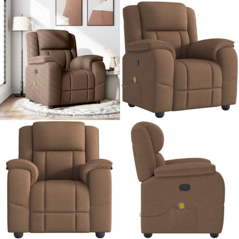 Sillón reclinable con masaje de tela marrón - Masaje - Asiento cómodo