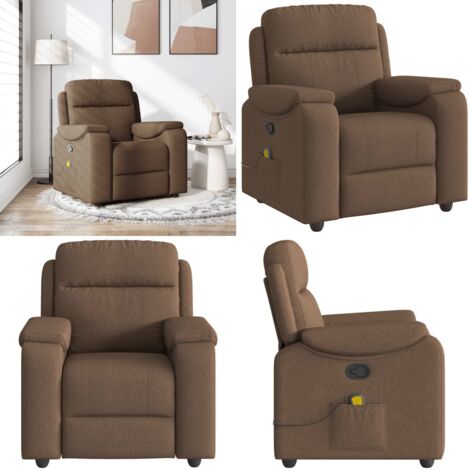 Sillón reclinable con masaje de tela marrón - Masaje - Asiento cómodo