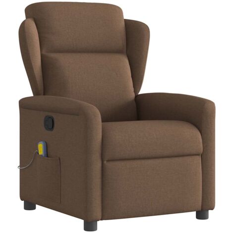 Sillón reclinable con masaje de tela marrón vidaXL