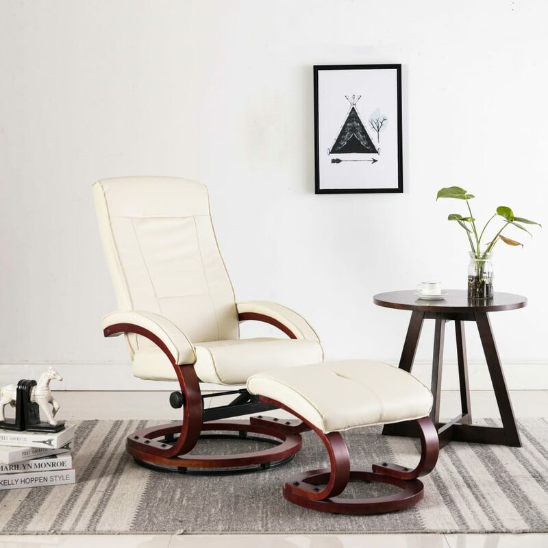 

Sillón reclinable con reposapiés cuero sintético color crema