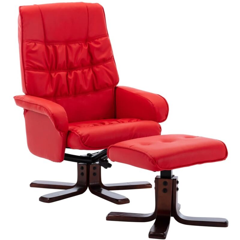 

Sillón Reclinable con Reposapiés Cuero Sintético Rojo - Rojo - Vidaxl