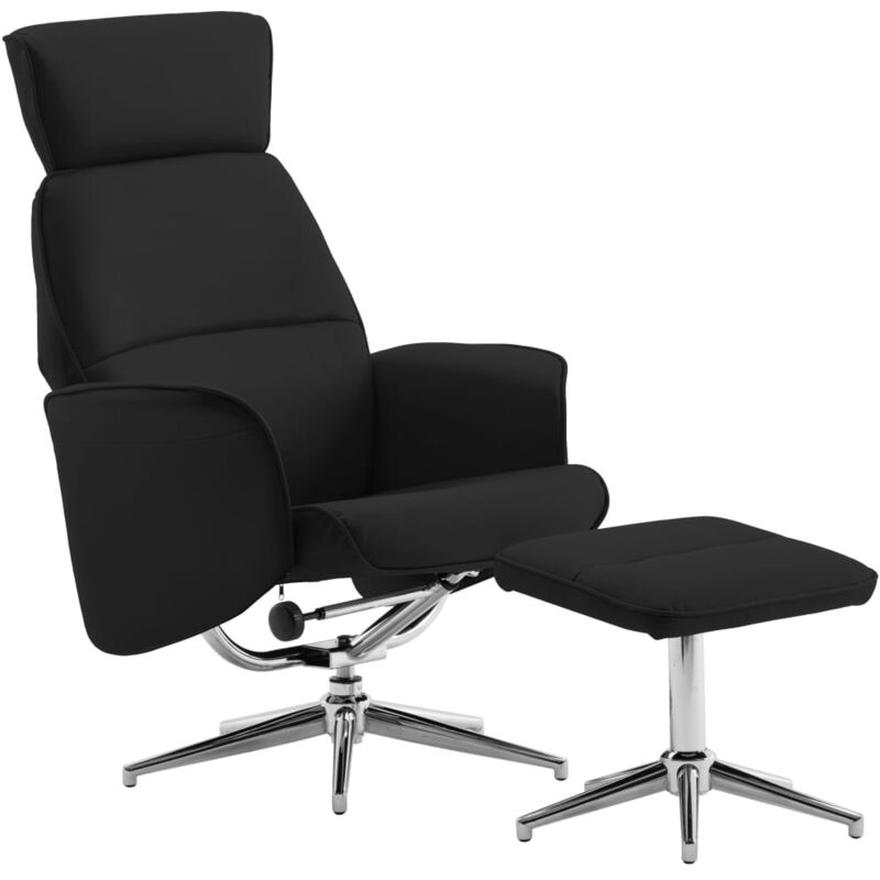 

vidaXL Sillón Reclinable con Reposapiés Cuero Sintético Negro - Negro