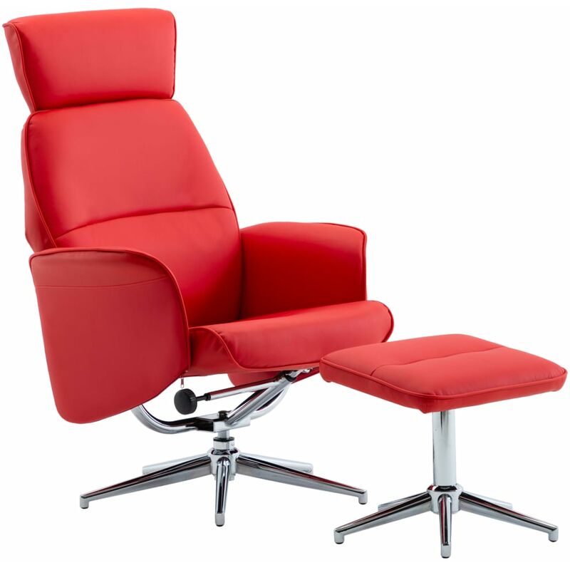 

vidaXL Sillón Reclinable con Reposapiés Cuero Sintético Rojo - Rojo