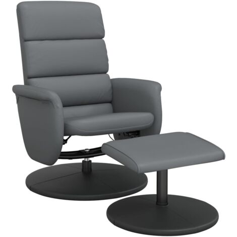 Sillón reclinable con reposapiés cuero sintético gris vidaXL