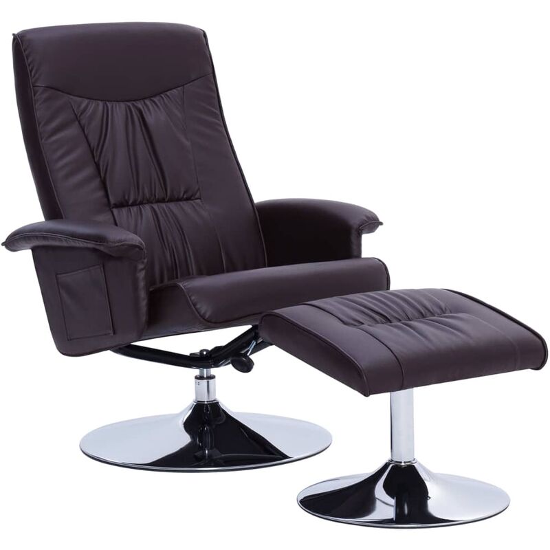 

Sillón Reclinable con Reposapiás Cuero Sintético Marrón - Marrón - Vidaxl