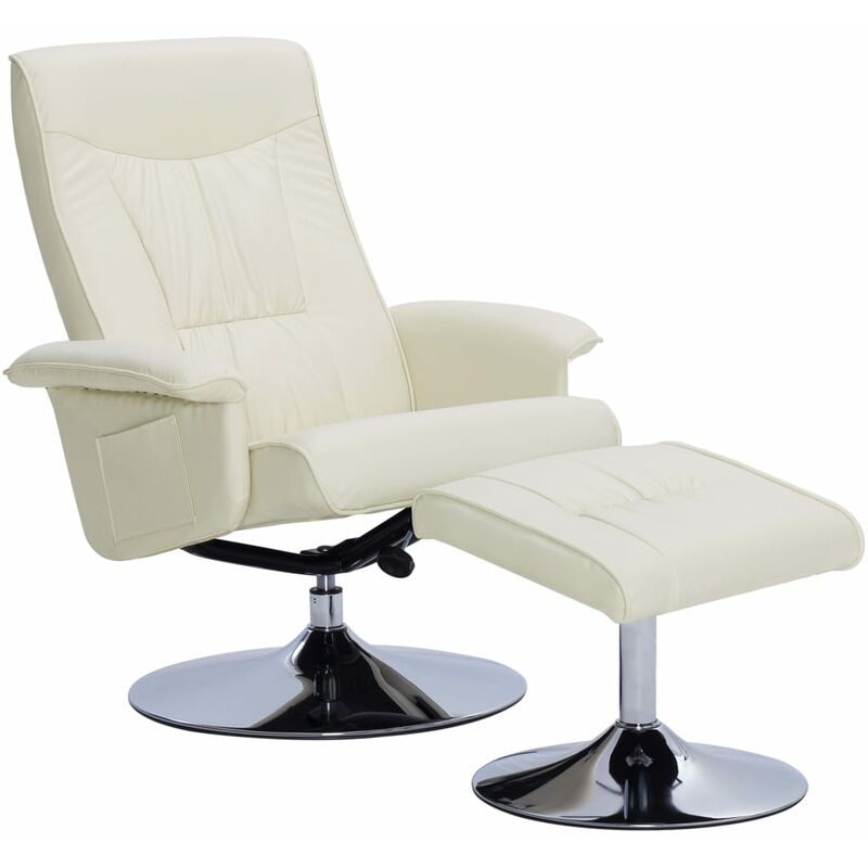 

Sillón Reclinable con Reposapiás Cuero Sintético Crema - Crema - Vidaxl