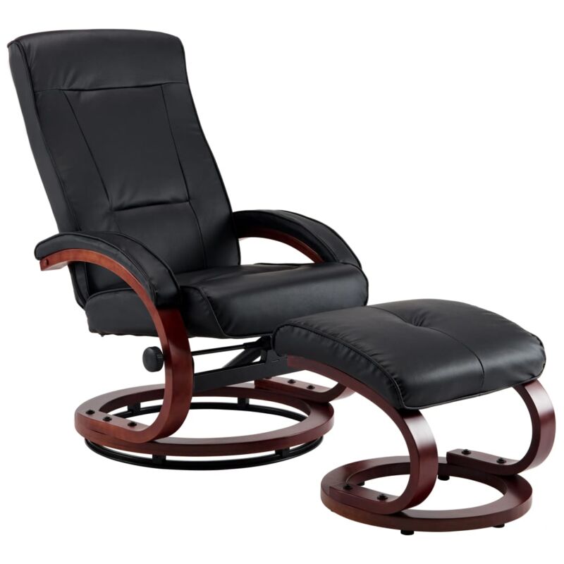 

vidaXL Sillón Reclinable con Reposapiés Cuero Sintético Negro - Negro