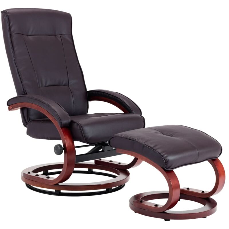 

Sillón Reclinable con Reposapiés Cuero Sintético Marrón - Marrón - Vidaxl