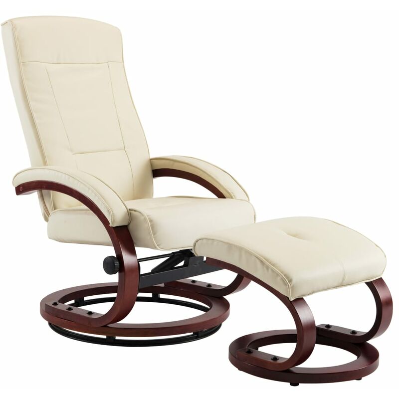

Sillón Reclinable con Reposapiés Cuero Sintético Crema - Crema - Vidaxl