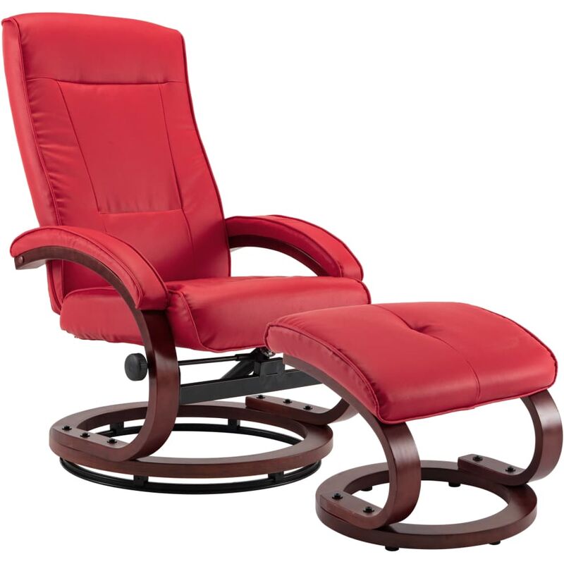 

vidaXL Sillón Reclinable con Reposapiés Cuero Sintético Rojo - Rojo