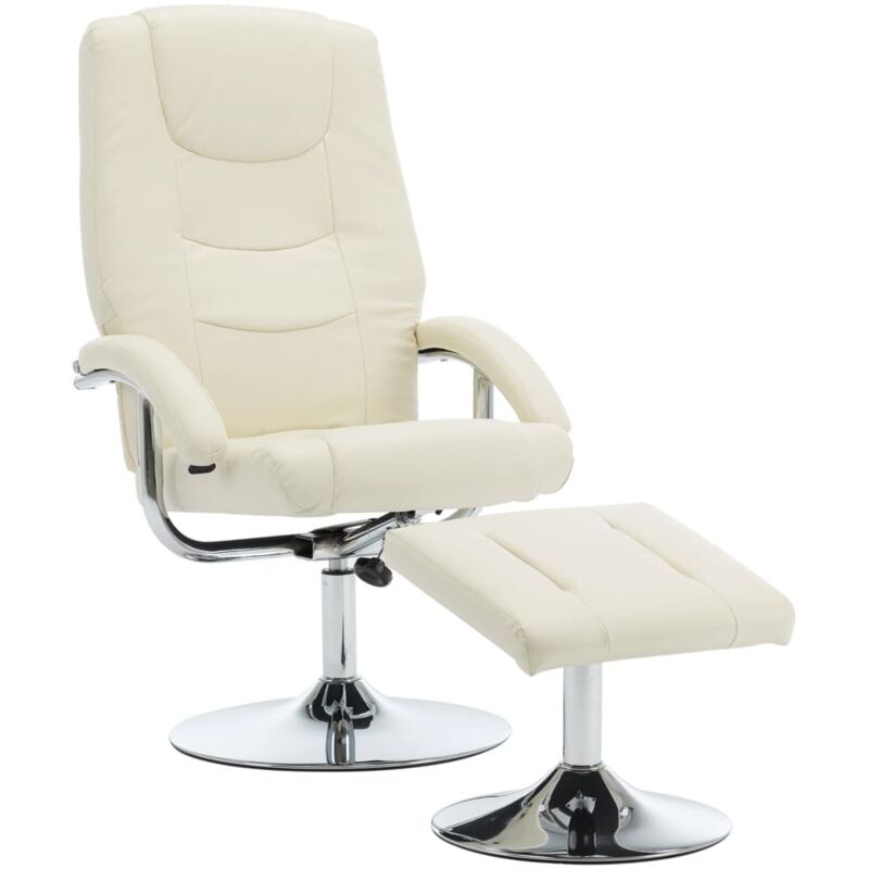 

vidaXL Sillón Reclinable con Reposapiés Cuero Sintético Blanco Crema - Blanco