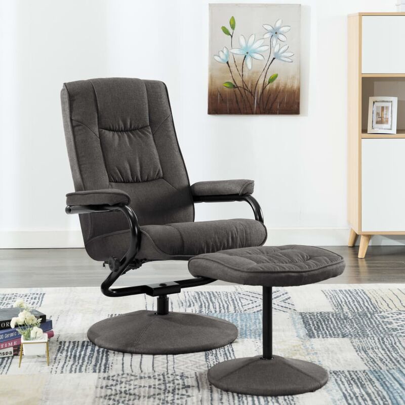 

Sillón reclinable con reposapiés de tela gris oscuro
