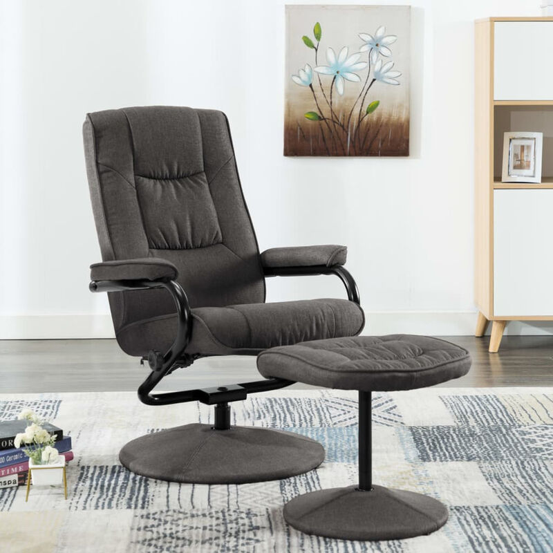 

Sillon reclinable con reposapies de tela gris oscuro