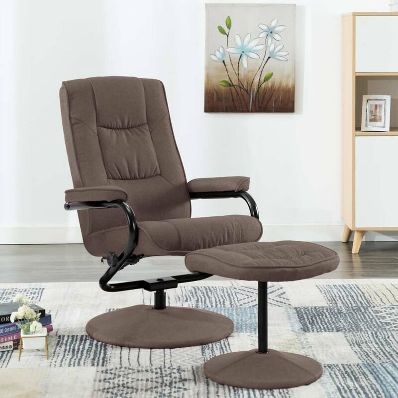 

Sillon reclinable con reposapies de tela marron