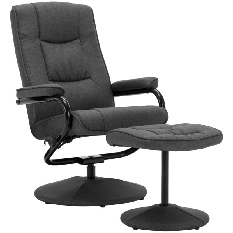 

Sillón Reclinable con Reposapiés de Tela Gris Oscuro - Gris - Vidaxl