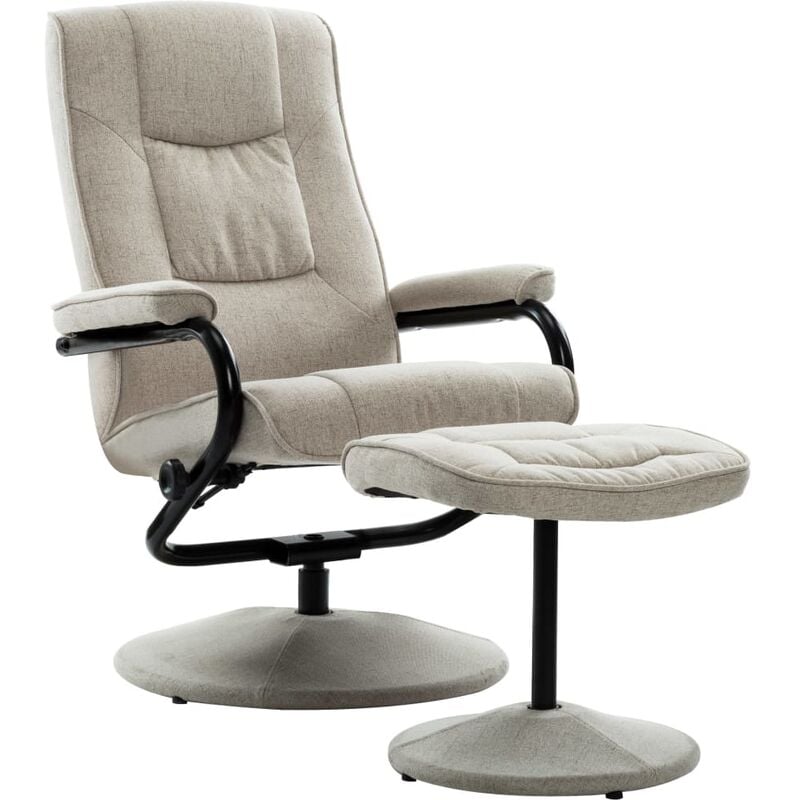 

Sillón Reclinable con Reposapiés de Tela Crema - Crema - Vidaxl