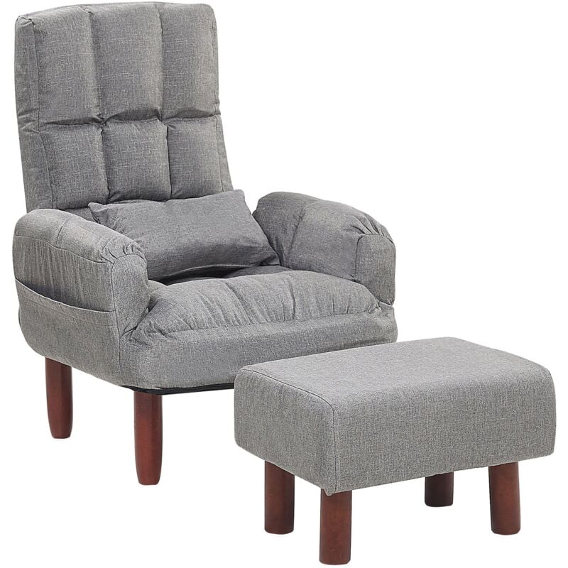 

Sillón reclinable gris con reposapiés OLAND