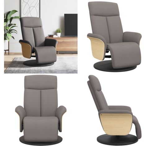 Sillón reclinable con reposapiés tela gris taupe - Silla con reposapiés - Silla giratoria