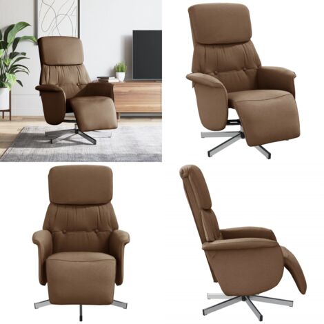 Sillón reclinable con reposapiés tela marrón - Asiento cómodo - Reposapiés