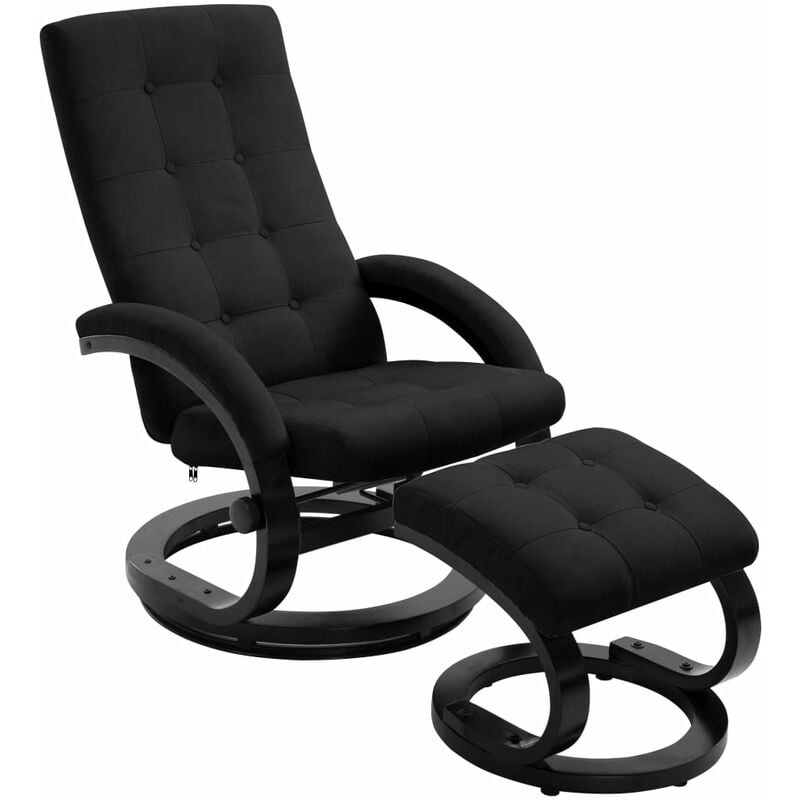 

Sillón reclinable con reposapiés tela tacto de ante negro
