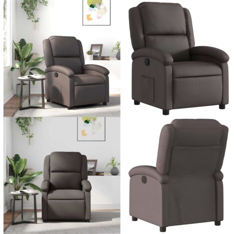 Sillón reclinable cuero auténtico marrón oscuro - Cuero auténtico - Asiento cómodo