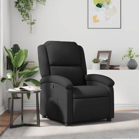 Sillón reclinable de cuero auténtico negro vidaXL