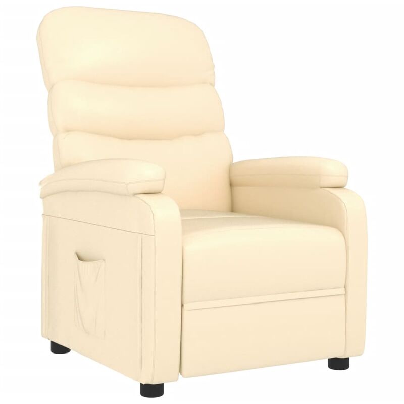 

Sillón Reclinable de Cuero Sintético Crema - Crema - Vidaxl