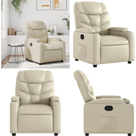 Sillón reclinable de cuero sintético crema - Asiento cómodo - Cuero sintético