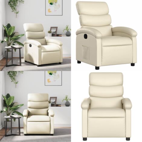 Sillón reclinable de cuero sintético crema - Cuero sintético - Asiento cómodo