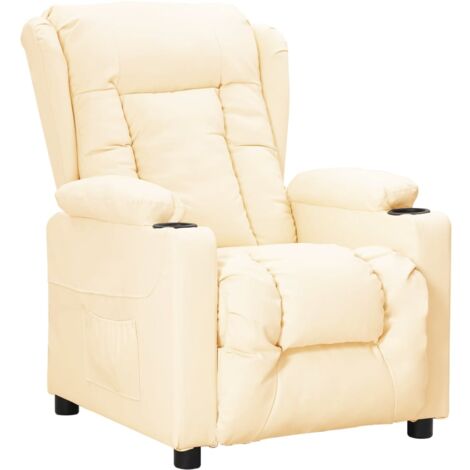 Sillón reclinable de cuero sintético crema vidaXL