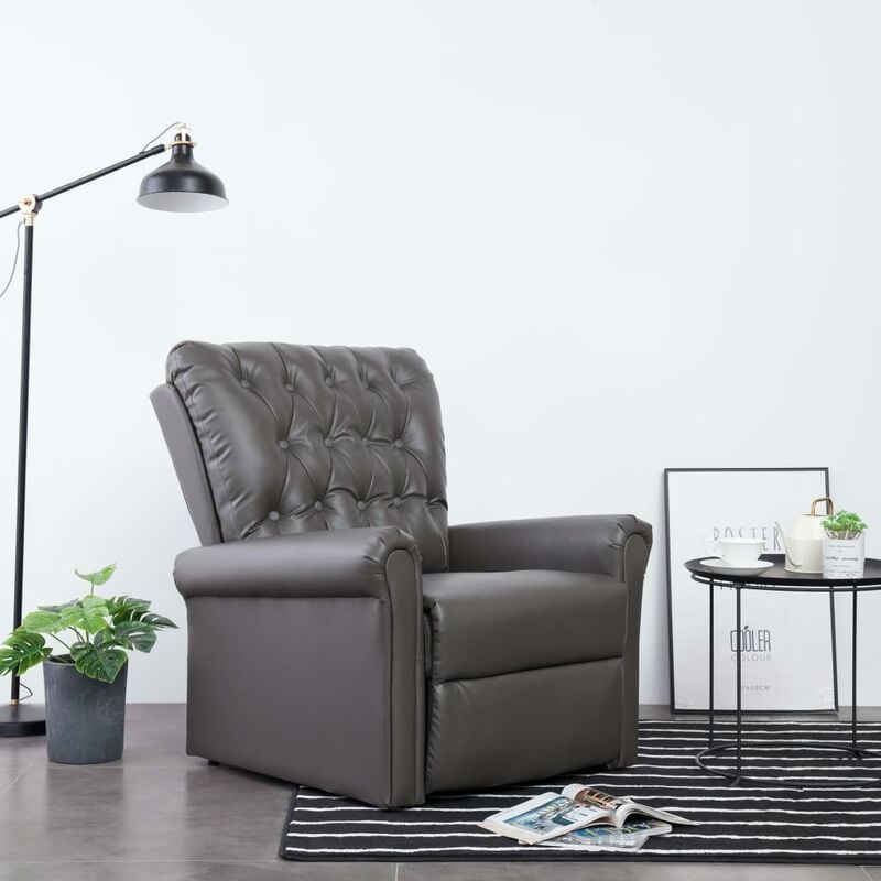 

Sillón reclinable de cuero sintético gris