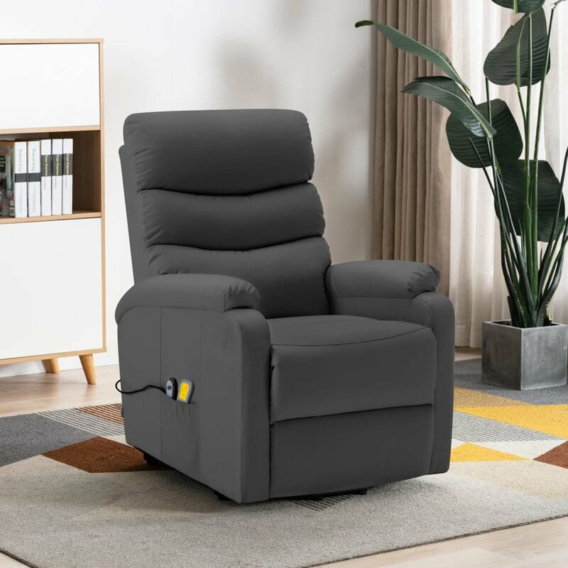 

Happyshopping - Sillon reclinable de cuero sintetico gris antracita