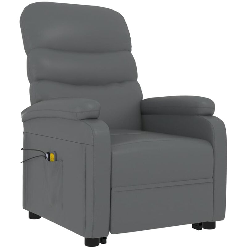 

Sillón de Masaje Reclinable de Cuero Sintético Gris Antracita - Antracita - Vidaxl