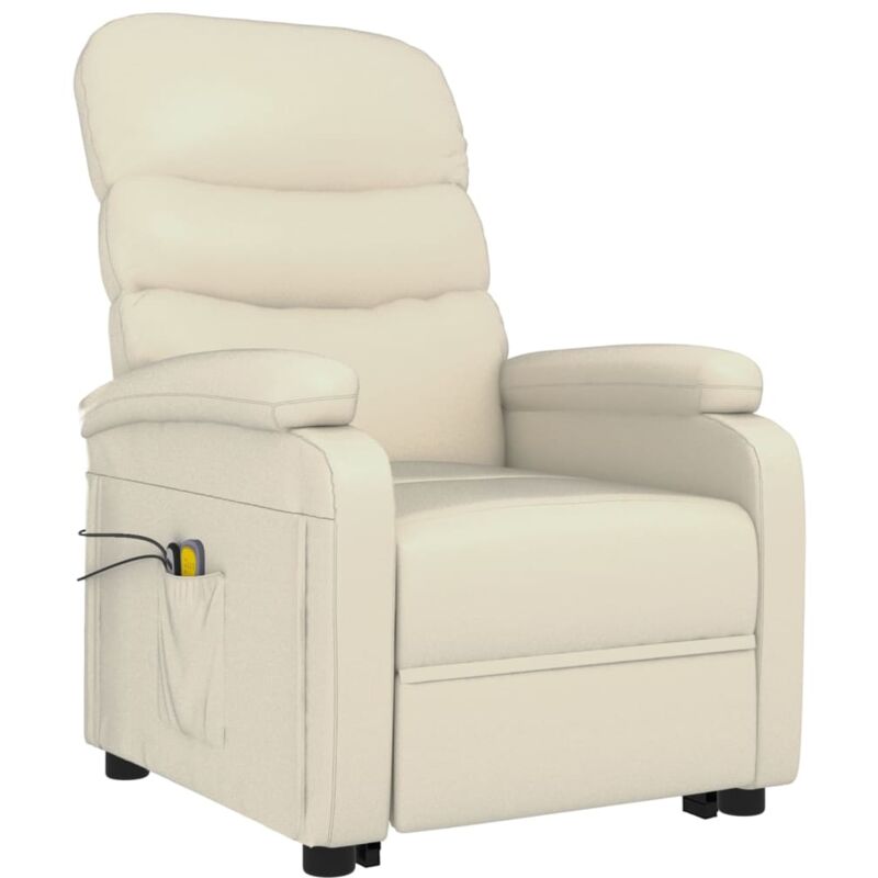 

Sillón de Masaje Reclinable de Cuero Sintético Blanco Crema - Blanco - Vidaxl