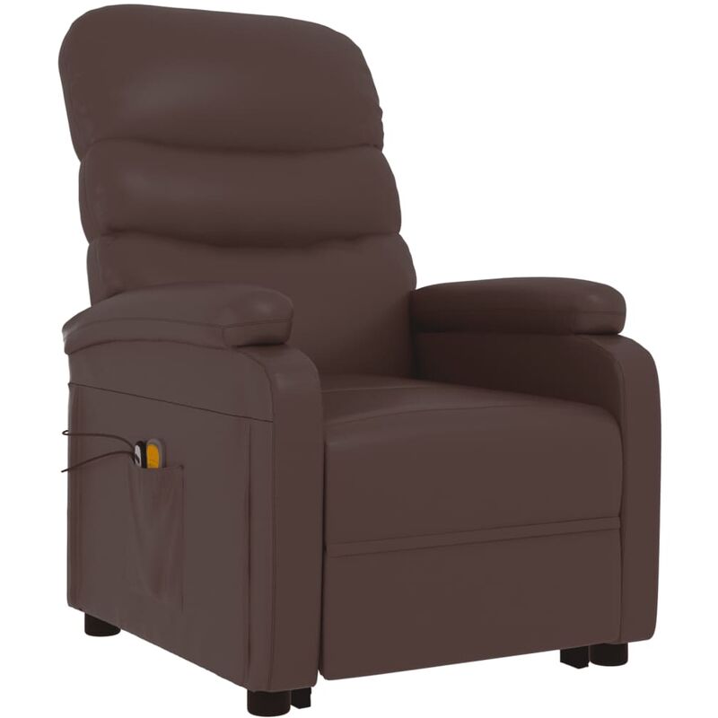 

Sillón de Masaje Reclinable de Cuero Sintético Marrón - Marrón - Vidaxl