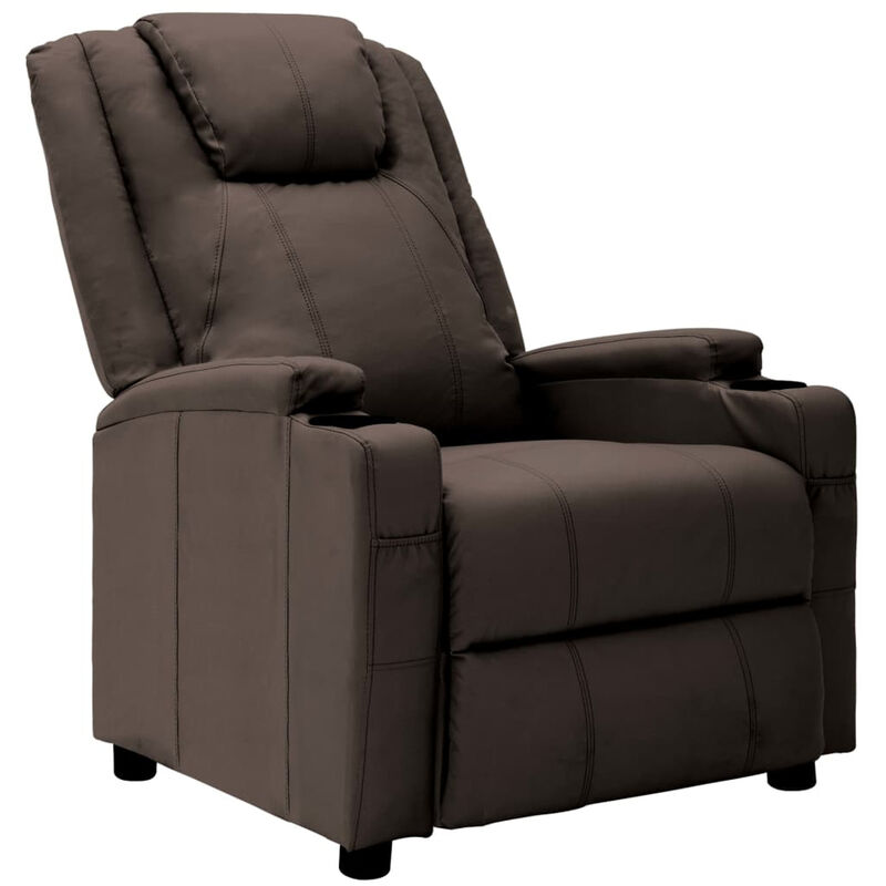 

Sillon reclinable de cuero sintetico marron