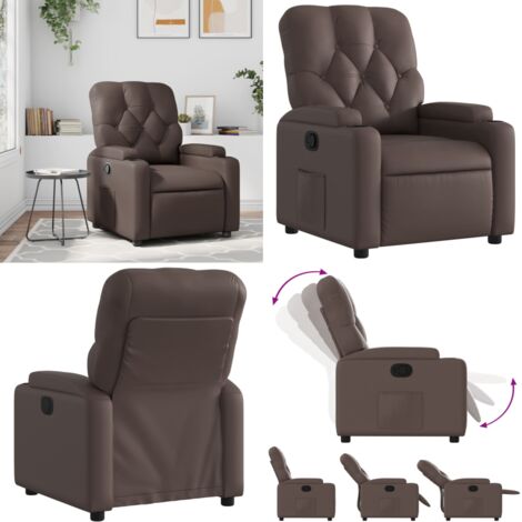 Sillón reclinable de cuero sintético marrón - Cuero sintético - Asiento cómodo