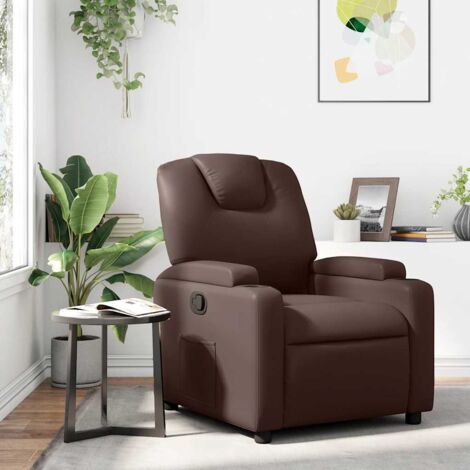 Sillón reclinable de cuero sintético marrón vidaXL