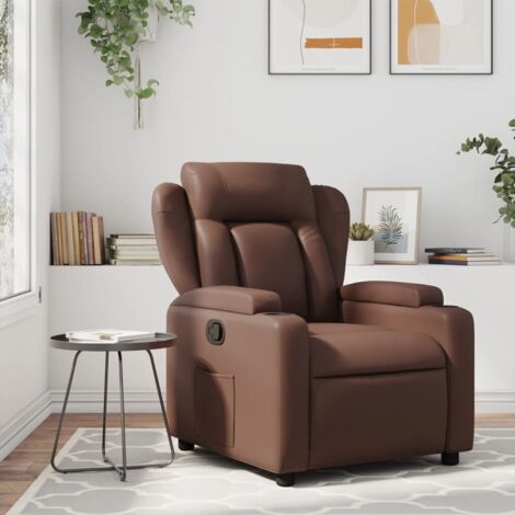 Sillón reclinable de cuero sintético marrón vidaXL