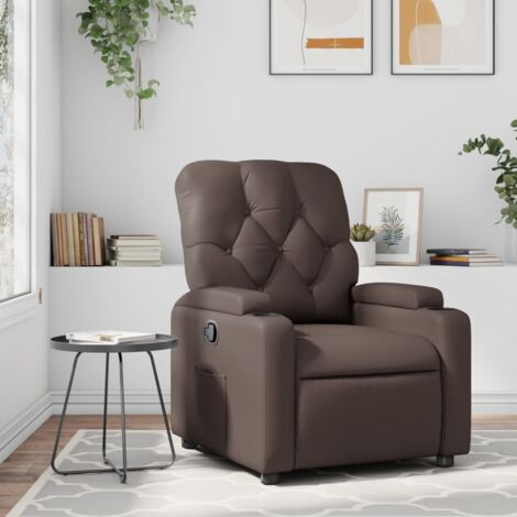 Sillón reclinable de cuero sintético marrón vidaXL