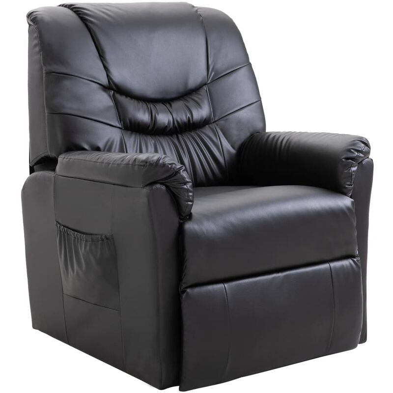 

Sillón Reclinable de Cuero Sintético Negro - Negro - Vidaxl