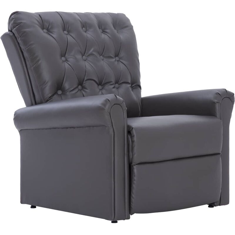 

Sillón Reclinable de Cuero Sintético Gris - Gris - Vidaxl