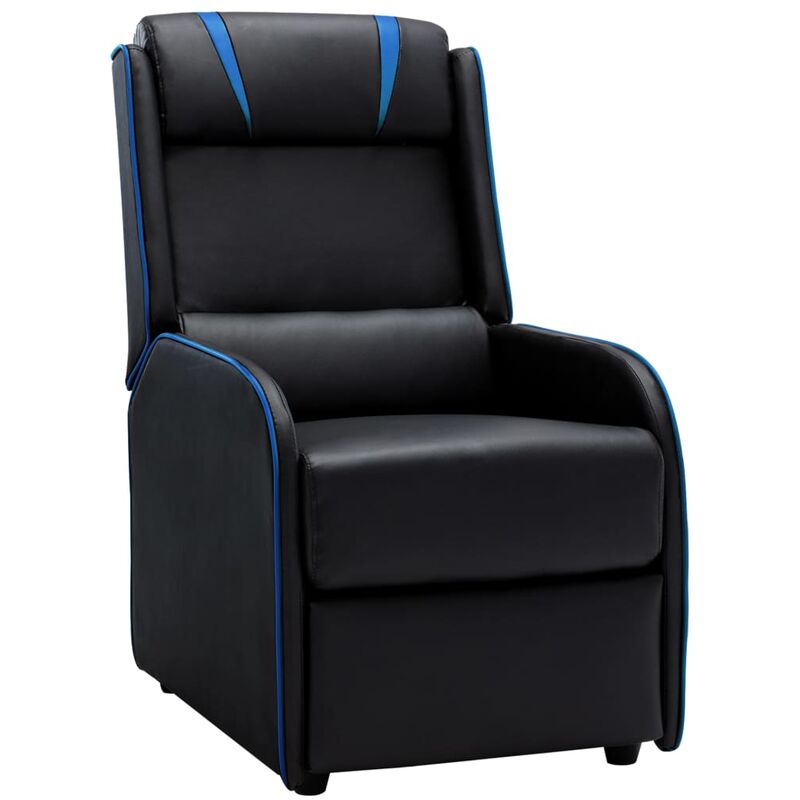 

Sillón reclinable de cuero sintético negro y azul