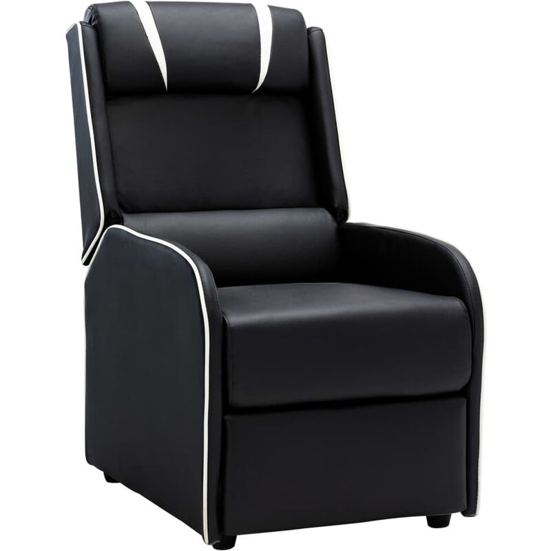 

Sillon reclinable de cuero sintetico negro y blanco