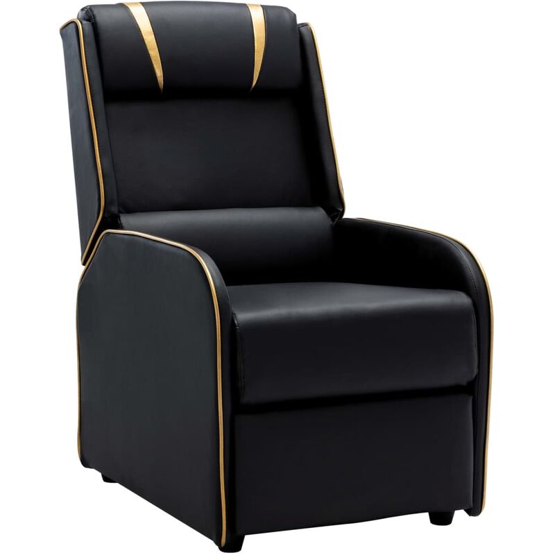 

Sillón reclinable de cuero sintético negro y dorado