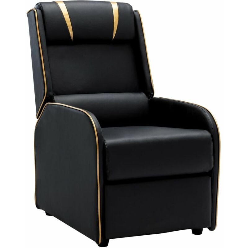 

Sillón Reclinable de Cuero Sintético Negro y Dorado - Negro - Vidaxl